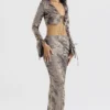 Clara Pewter Bias Cut Midi Skirt