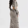 Clara Pewter Bias Cut Midi Skirt