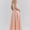Clarabelle Peach Cotton Detachable Corset Midi SunDress