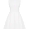 Claretta White Pleated Cotton Mini Dress