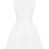 Claretta White Pleated Cotton Mini Dress