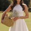 Claretta White Pleated Cotton Mini Dress