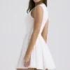 Claretta White Pleated Cotton Mini Dress