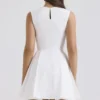 Claretta White Pleated Cotton Mini Dress