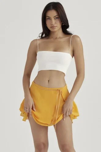 Clarice Tangerine Floaty Layered Mini Skirt