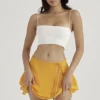 Clarice Tangerine Floaty Layered Mini Skirt