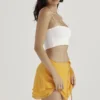 Clarice Tangerine Floaty Layered Mini Skirt