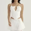 Clarice White Floaty Layered Mini Skirt
