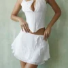 Clarice White Floaty Layered Mini Skirt