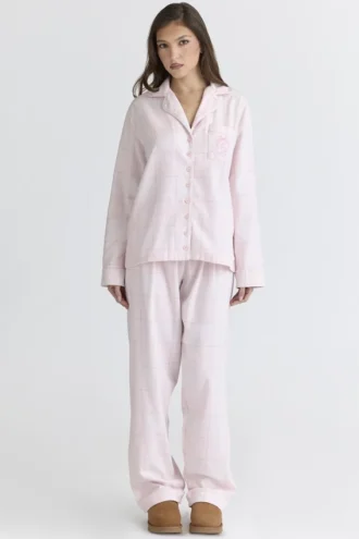 Classic PJs Pink Check Brushed Cotton Pajama Set
