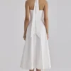 Claudia White Cotton Halter Neck Midi Dress