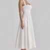 Claudia White Cotton Halter Neck Midi Dress