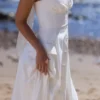 Claudia White Cotton Halter Neck Midi Dress