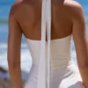 Claudia White Cotton Halter Neck Midi Dress