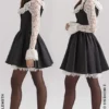 Cleora Black Lace Ruffle Mini Dress