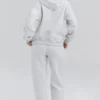 Mirage Light Grey Marl Cotton Fleece-Back Zip Through Hoodie