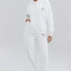 Mirage White Cotton Fleece-Back Zip Through Hoodie