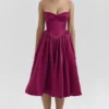 Coco Burgundy Satin Tulle Midi Dress