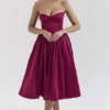 Coco Burgundy Satin Tulle Midi Dress