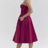 Coco Burgundy Satin Tulle Midi Dress