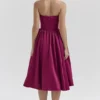Coco Burgundy Satin Tulle Midi Dress