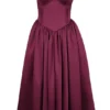 Coco Burgundy Satin Tulle Midi Dress