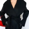 Cocoon Black Wool Shawl Collar Coat