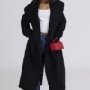 Cocoon Black Wool Shawl Collar Coat