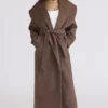 Cocoon Brown Wool Shawl Collar Coat