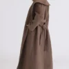 Cocoon Brown Wool Shawl Collar Coat