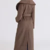 Cocoon Brown Wool Shawl Collar Coat