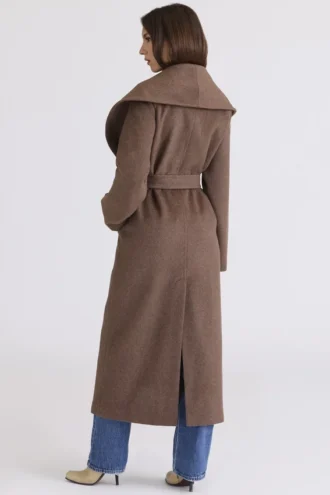 Cocoon Brown Wool Shawl Collar Coat