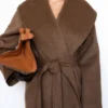 Cocoon Brown Wool Shawl Collar Coat