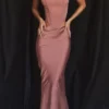 Colette Rose Satin Low Waist Midi Skirt