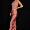 Colette Rose Satin Low Waist Midi Skirt