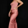 Colette Rose Satin Low Waist Midi Skirt