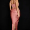 Colette Rose Satin Low Waist Midi Skirt