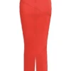 Colette Scarlet Satin Low Waist Midi Skirt