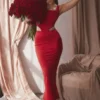Colette Scarlet Satin Low Waist Midi Skirt