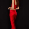 Colette Scarlet Satin Low Waist Midi Skirt