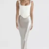 Colette Shimmer Champagne Midi Skirt