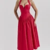 Coquette Scarlet Halter Midi Dress