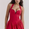 Coquette Scarlet Halter Midi Dress