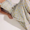 Cora Soft Blue Vintage Floral Print Cotton Midi Skirt