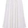 Cora White Gathered Midi Skirt