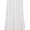 Cora White Gathered Midi Skirt