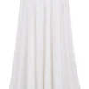 Cora White Gathered Midi Skirt