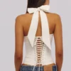Cosette White Halter Neck Cotton Top