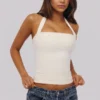 Cosette White Halter Neck Cotton Top