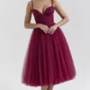 Countess Cabernet Tulle Midi Dress